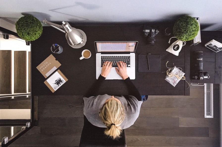 woman working from home office
